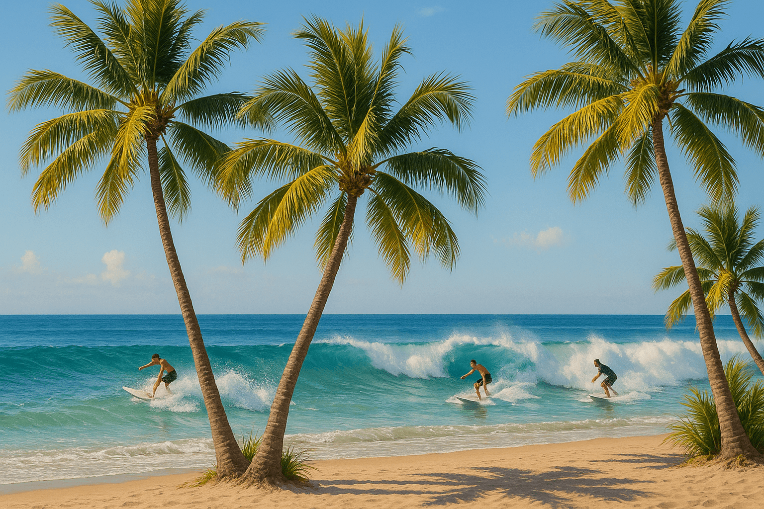 Palm, miami, surf, style photoréaliste, rendu photographique très détaillé, éclairage naturel, netteté et précision des matières - ce n’est pas une peinture, aucune texture de toile, aucun coup de pinceau visible