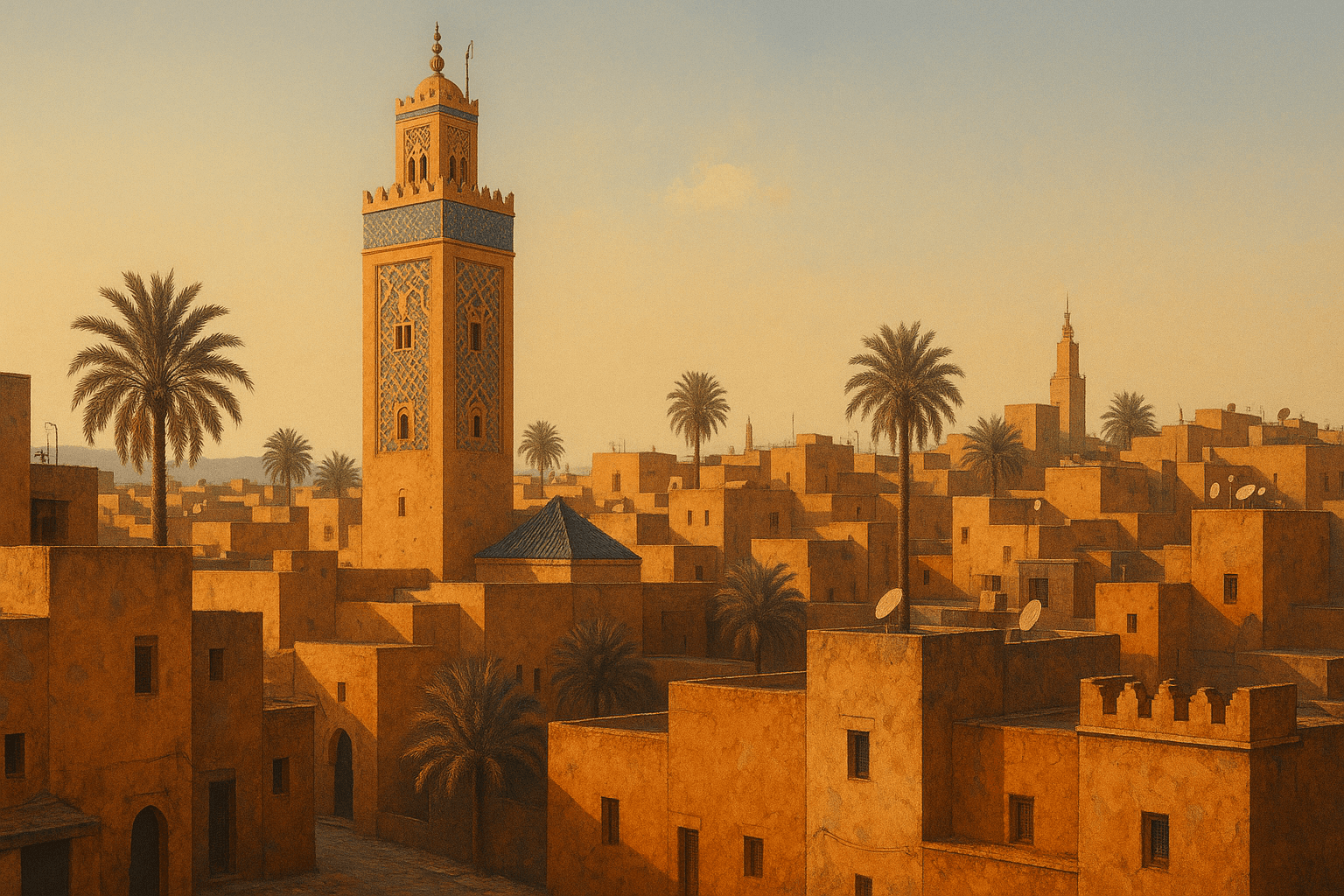 Paysages des grandes villes du maroc, style photoréaliste, rendu photographique très détaillé, éclairage naturel, netteté et précision des matières - ce n’est pas une peinture, aucune texture de toile, aucun coup de pinceau visible